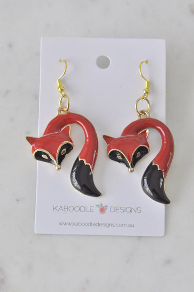 Fox Novelty Fun Drop Dangle Earrings