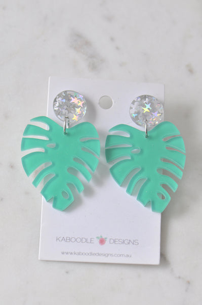 Acrylic Monstera Leaf Drop Earrings