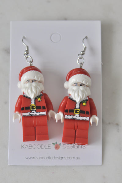 Acrylic Christmas Santa Hat Brick Novelty Drop Dangle Earrings