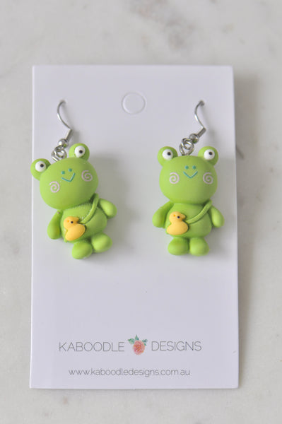 Frog Animal Duck Drop Dangle Earrings