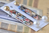 Acrylic Lucite Acetate Rectangular Pearl Bead Stud Drop Dangle Earrings