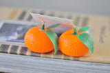 Realistic Orange Mandarin Fruit Dangle Drop Earrings