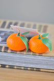 Realistic Orange Mandarin Fruit Dangle Drop Earrings