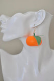 Realistic Orange Mandarin Fruit Dangle Drop Earrings