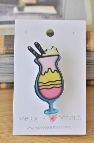 Acrylic Laser Cut Milkshake Thickshake Dessert Pin Brooch