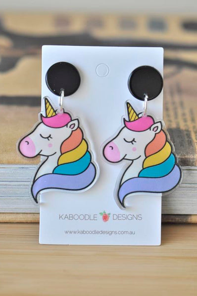 Acrylic Rainbow Unicorn Drop Dangle Earrings – Kaboodle Designs