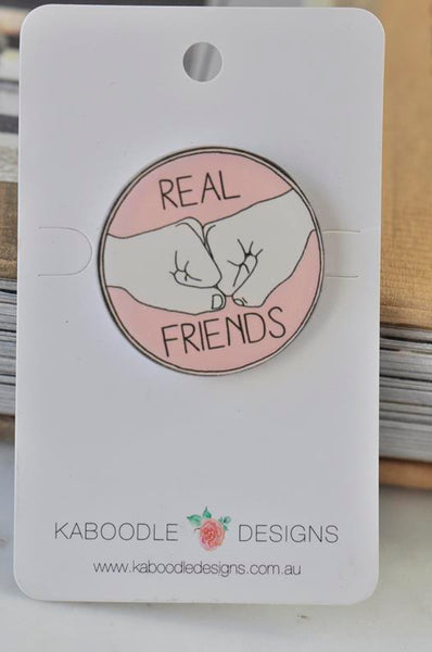 Acrylic Laser Cut Real Friends Fist Pump Pin Brooch