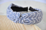 Fabric Knotted Headband - Denim Blue Arrows