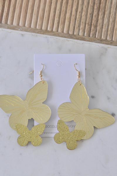 Acrylic Glitter Butterfly Drop Dangle Earrings