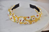 Fabric Knotted Headband - Yellow with Daisies