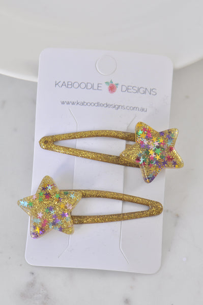 Glitter Star Kids Barrette Hair Clip - Gold