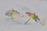 Rainbow Umbrella Drop Dangle Earrings