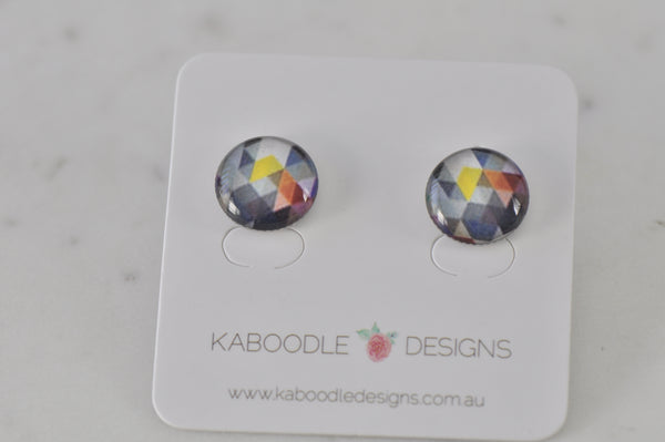 Handmade Artwork Stud Earrings - Geometric Shapes