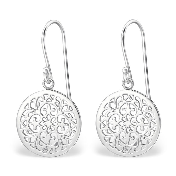Symmetrical Filigree 925 Sterling Silver Dangle Earrings