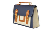 School Briefcase Box Bag in Navy Blue