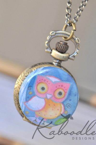 Owl sales watch necklace