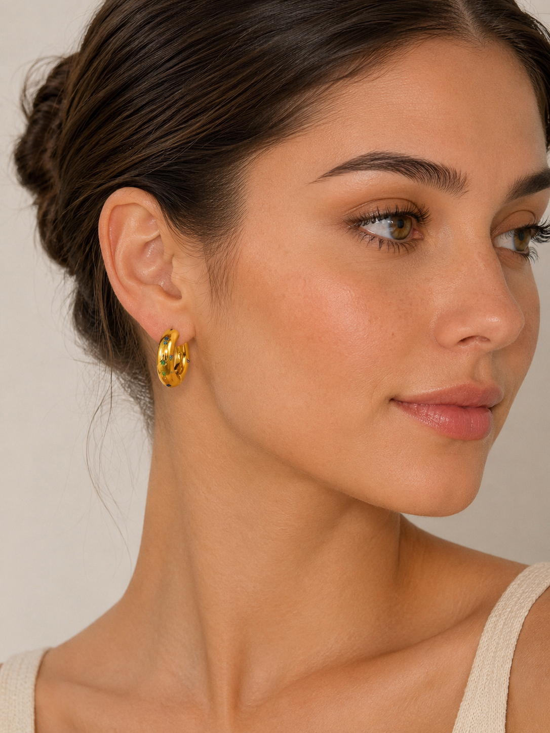 Stainless Steel 18k Hoop Drop Earrings