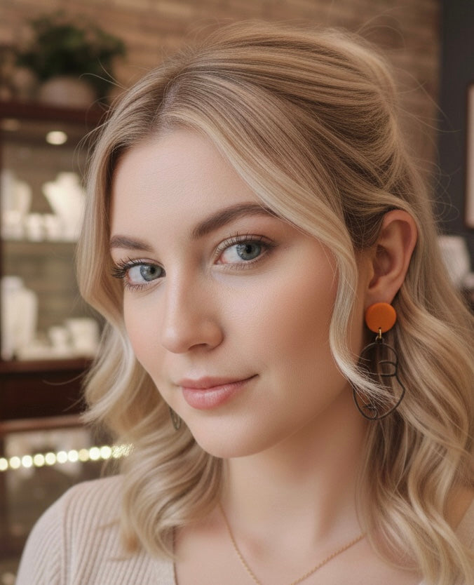 Face Cutout Woman Girl Novelty Fun Drop  Stud Earrings
