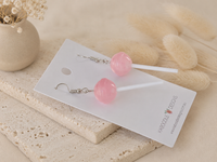 Lollipop Earrings - Pink Strawberry Candy Dangle Drops