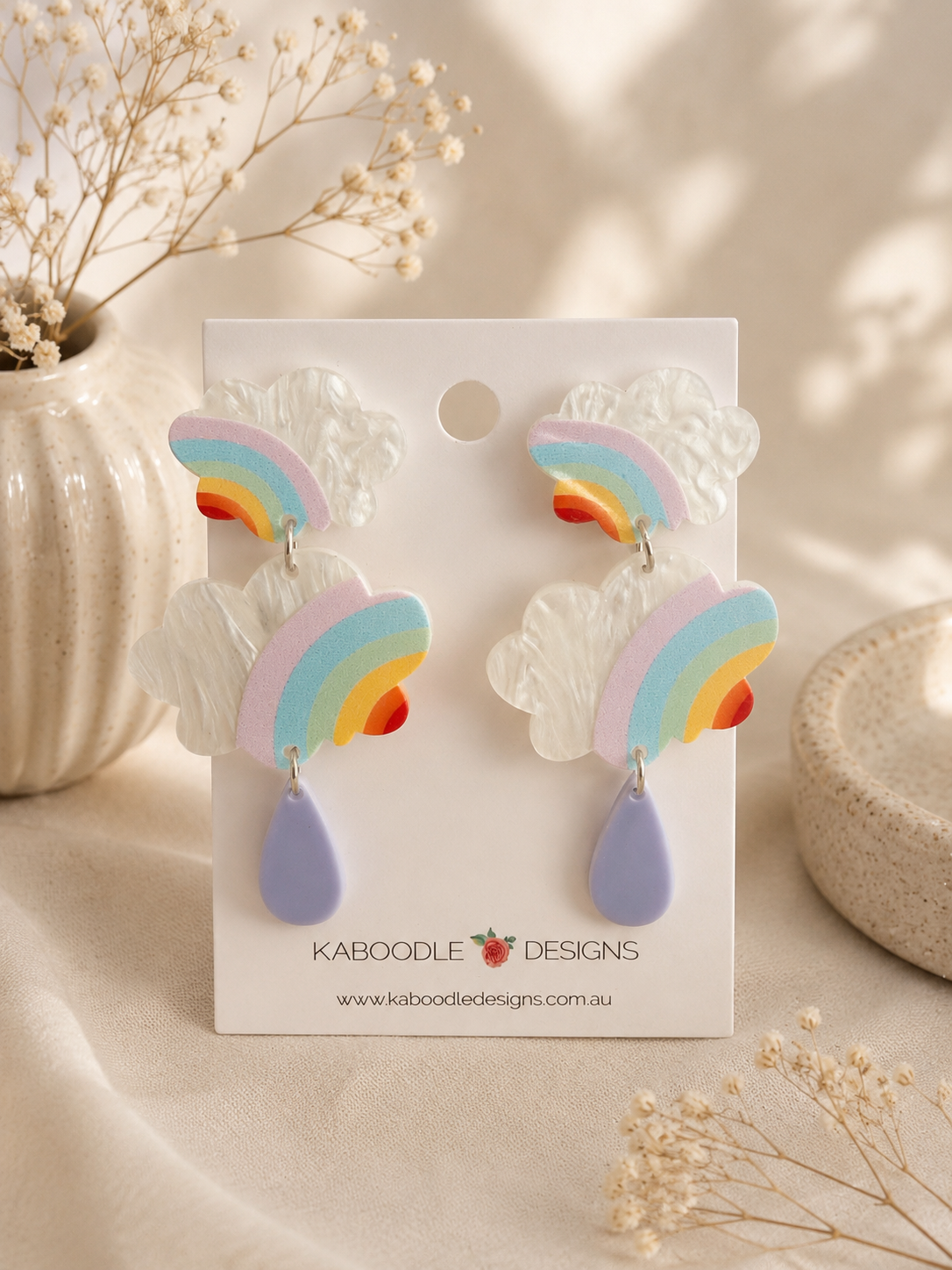 Rainbow Cloud Rain Cloud Dangle Earrings