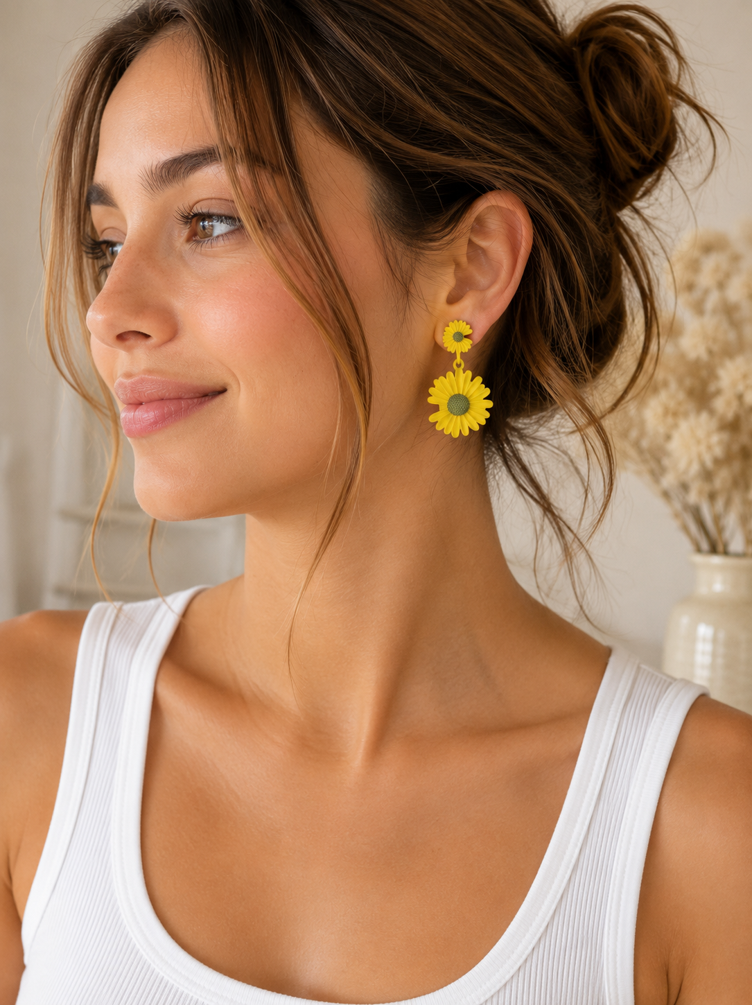 Sunflower Daisy Earrings - Stud Dangles
