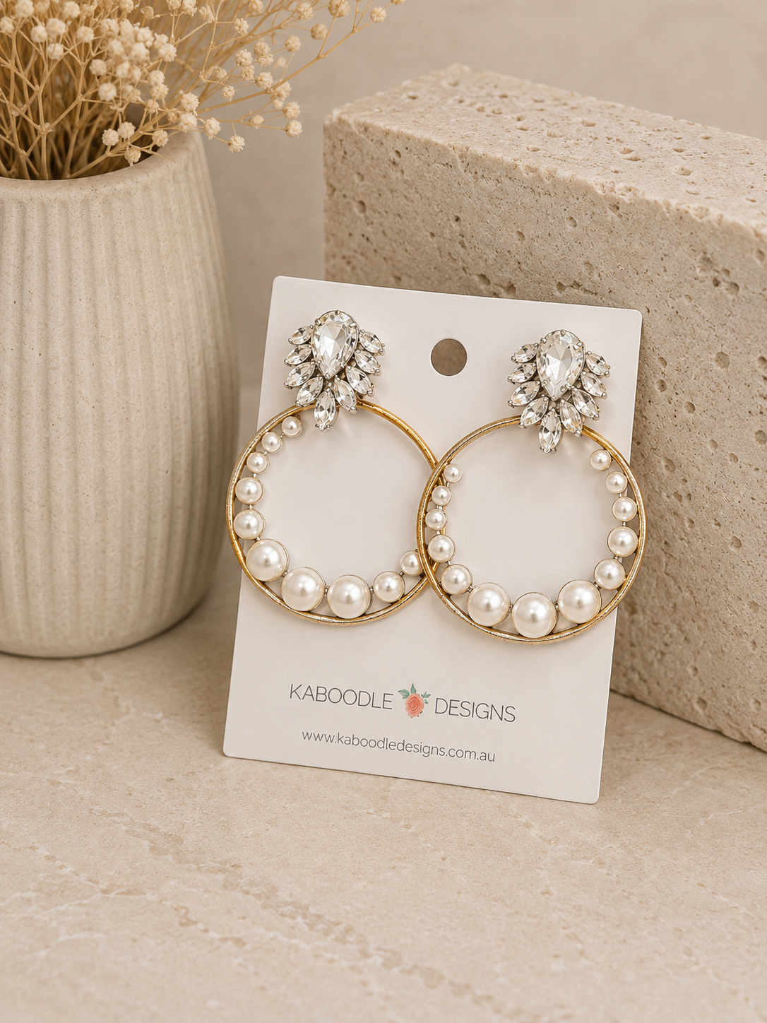 Diamonte Rhinestone Faux Pearl Statement Drop Dangle Earrings
