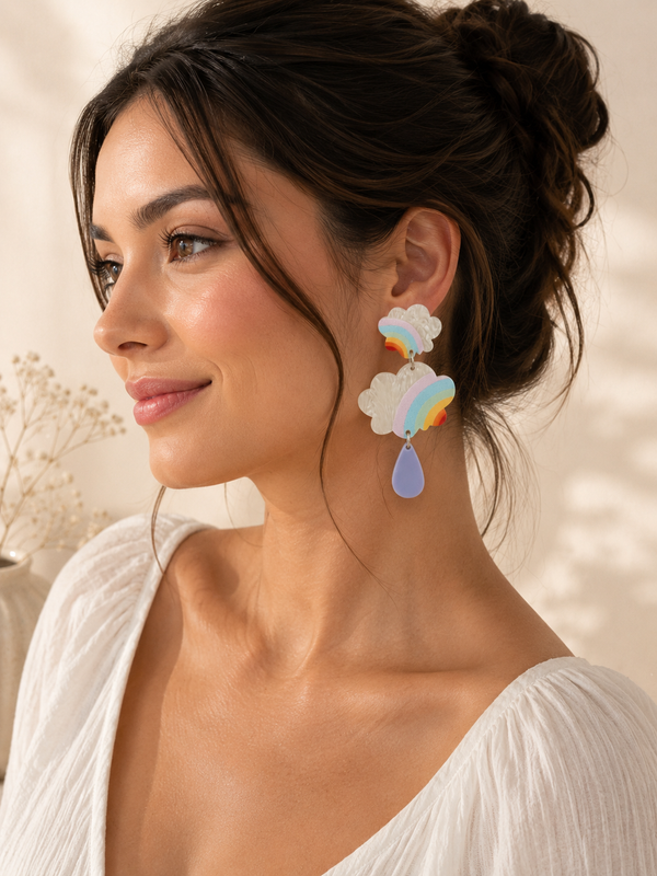Rainbow Cloud Rain Cloud Dangle Earrings