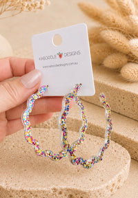 Hoop Earrings - Acrylic Colourful Glitter