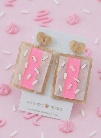 Acrylic Perspex Craved Iced Vovo Dangle Earrings