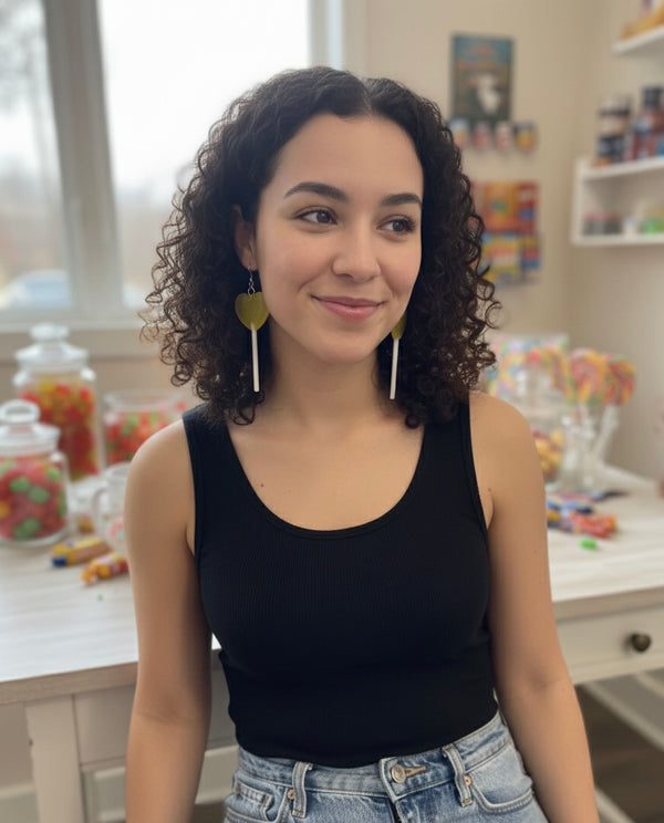 Lollipop Candy Novelty Fun Drop Dangle Earrings - Yellow