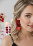 Red Hearts Acrylic Drop Dangle Earrings