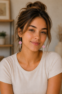 Lollipop Earrings - Pink Strawberry Candy Dangle Drops