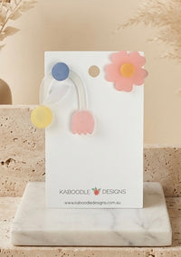 Flower Geometric Earrings - Acrylic Pastel Statement Stud
