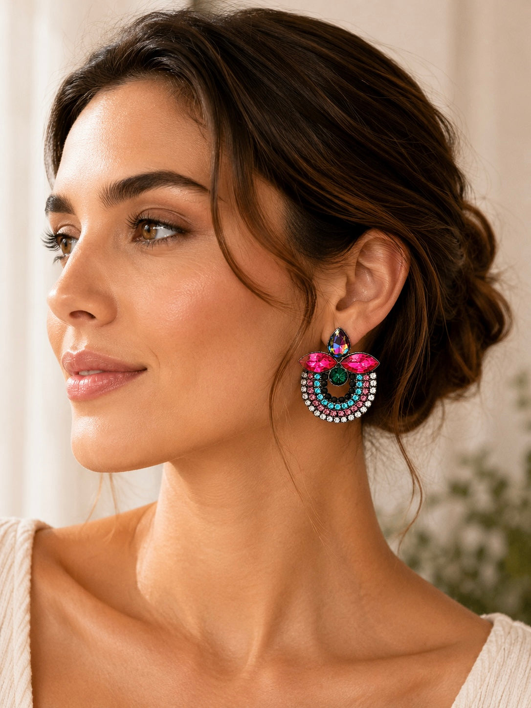 Diamonte Rhinestone Statement Drop Dangle Earrings