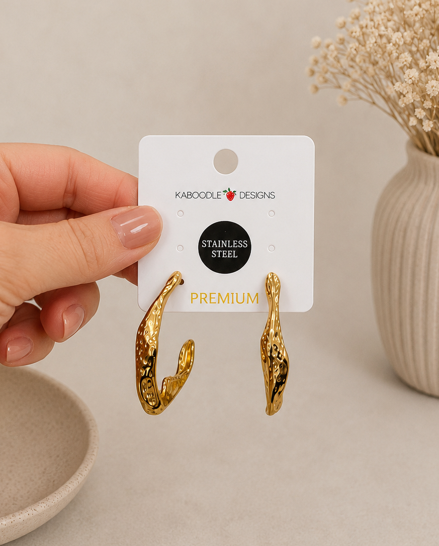 Stainless Steel 18k Gold Plated Hoop Earrings
