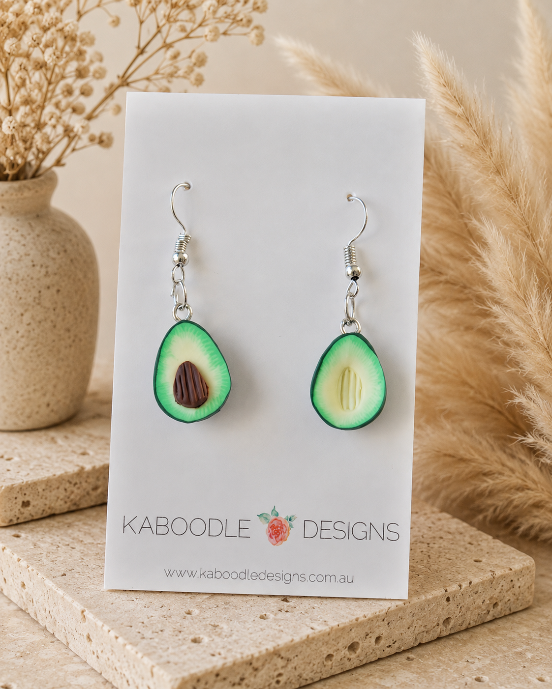Avocado Earrings - Polymer Clay Fruit Drops