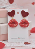 Acrylic Perspex Red Lip Drop Dangle Earrings