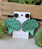 Acrylic Broccoli Vegetable Drop Dangle Earrings