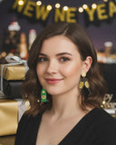 *** Acrylic Happy New Year Champagne Sparkling Wine Celebration Prosecco Dangle Earrings