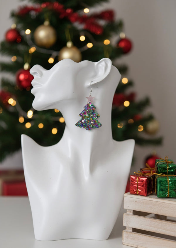 Acrylic Christmas Merry Christmas Xmas Tree Star Drop Dangle Earrings