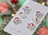 Christmas Set of 3 pairs Kawaii Cartoon Characters Xmas Drop Earrings