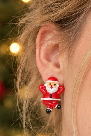 Santa Claus Earrings - Novelty Chilled Christmas Resin Studs