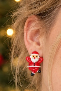 Santa Claus Earrings - Novelty Chilled Christmas Resin Studs