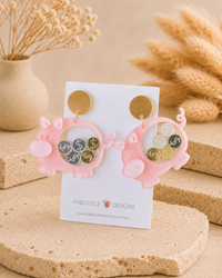 Piggy Bank Earrings - Acrylic Money Dangle Drops