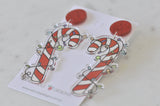 Acrylic Christmas Candy Cane Xmas Lights Drop Earrings