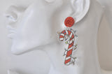 Acrylic Christmas Candy Cane Xmas Lights Drop Earrings