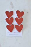 Red Hearts Acrylic Drop Dangle Earrings