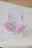 Bubble Tea Pearl Milk Tea Boba Novelty Fun Drop Dangle Earrings - Purple Taro