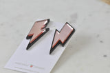 Acrylic Perspex Laser Cut Lightning Bolt Stud Earrings - Mirror Rose Pink