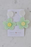 Acrylic Daisy Flower Drop Dangle Earrings - Green